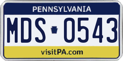 PA license plate MDS0543