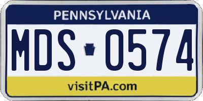 PA license plate MDS0574