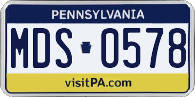 PA license plate MDS0578