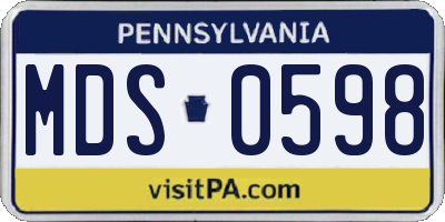 PA license plate MDS0598