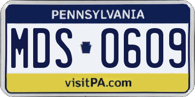 PA license plate MDS0609