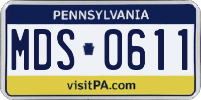 PA license plate MDS0611