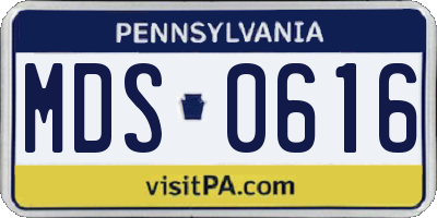 PA license plate MDS0616