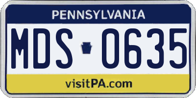 PA license plate MDS0635