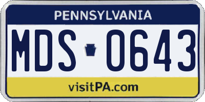 PA license plate MDS0643