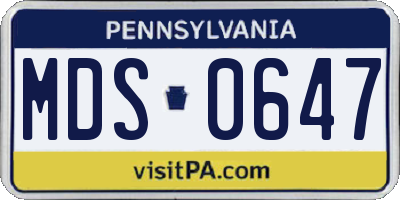 PA license plate MDS0647