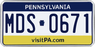 PA license plate MDS0671