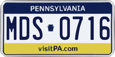 PA license plate MDS0716