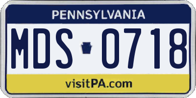 PA license plate MDS0718