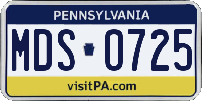 PA license plate MDS0725