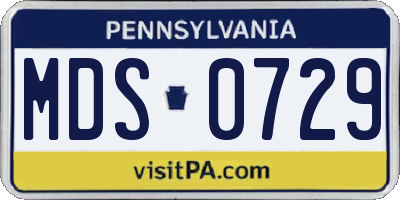 PA license plate MDS0729