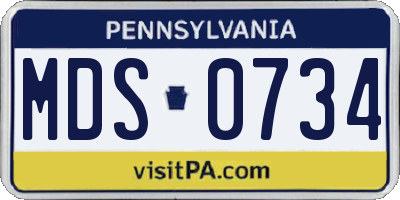 PA license plate MDS0734