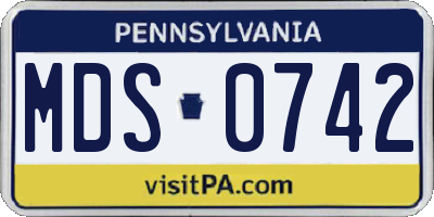 PA license plate MDS0742