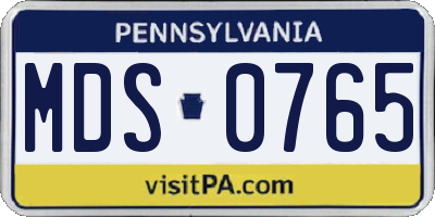 PA license plate MDS0765