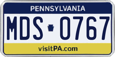 PA license plate MDS0767