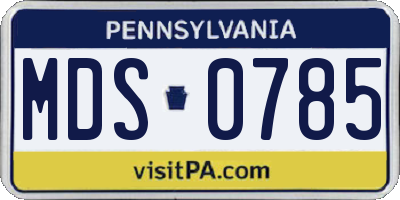 PA license plate MDS0785