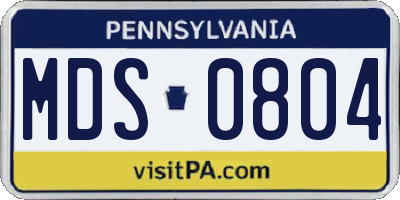 PA license plate MDS0804