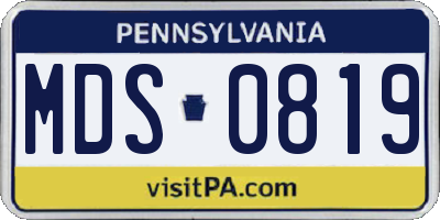 PA license plate MDS0819