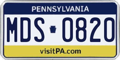 PA license plate MDS0820