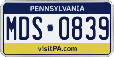 PA license plate MDS0839