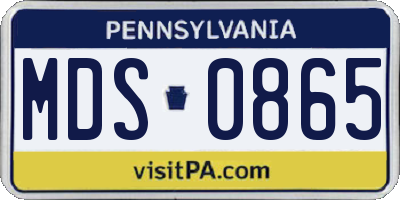 PA license plate MDS0865