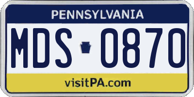 PA license plate MDS0870