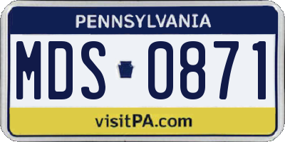 PA license plate MDS0871
