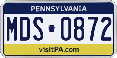 PA license plate MDS0872