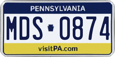PA license plate MDS0874