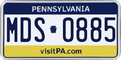 PA license plate MDS0885