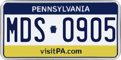 PA license plate MDS0905