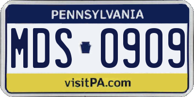 PA license plate MDS0909