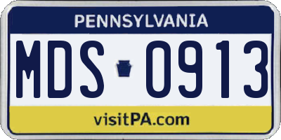 PA license plate MDS0913