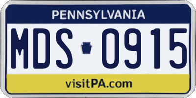 PA license plate MDS0915