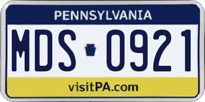 PA license plate MDS0921