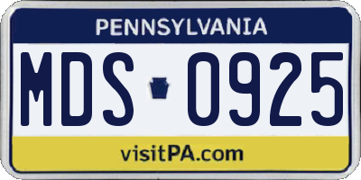 PA license plate MDS0925