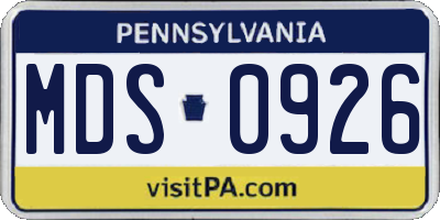 PA license plate MDS0926