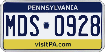 PA license plate MDS0928