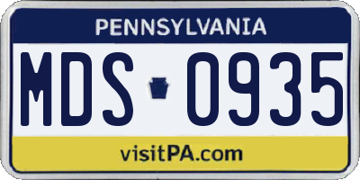 PA license plate MDS0935
