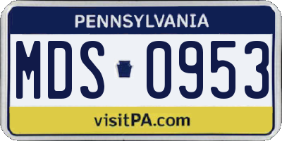 PA license plate MDS0953