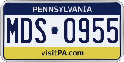 PA license plate MDS0955