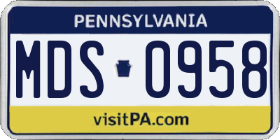 PA license plate MDS0958