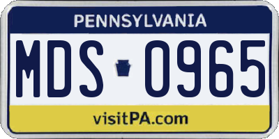 PA license plate MDS0965