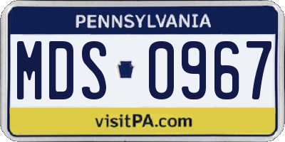 PA license plate MDS0967