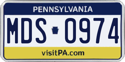 PA license plate MDS0974
