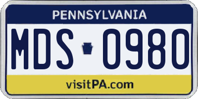 PA license plate MDS0980