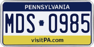PA license plate MDS0985
