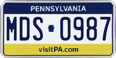 PA license plate MDS0987