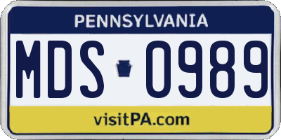 PA license plate MDS0989