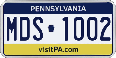 PA license plate MDS1002